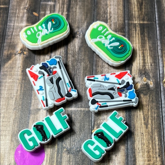 5for$10 Sport Golf Girl Croc Charms - Golf Croc Shoe Charms Croc Accessories - Picture 1 of 5